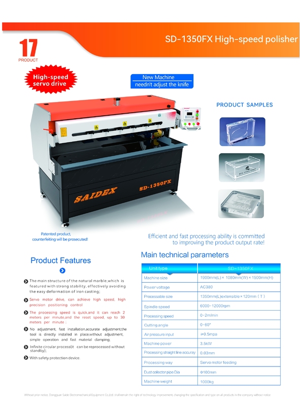 SD-1350FX Macchina di lucidatura acrilica ad alta velocità servo drive lucidatore di bordo di diamante per fogli di plastica PMMA
